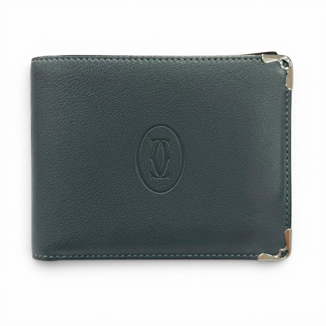 Pristine Cartier Bifold Wallet Must de Cartier Navy system leather mens