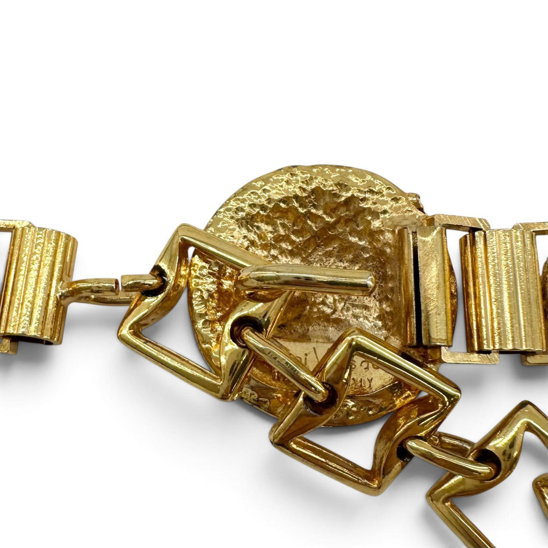 Excellent Gianni Versace belt Medusa logo coin motif chain gold plating Women