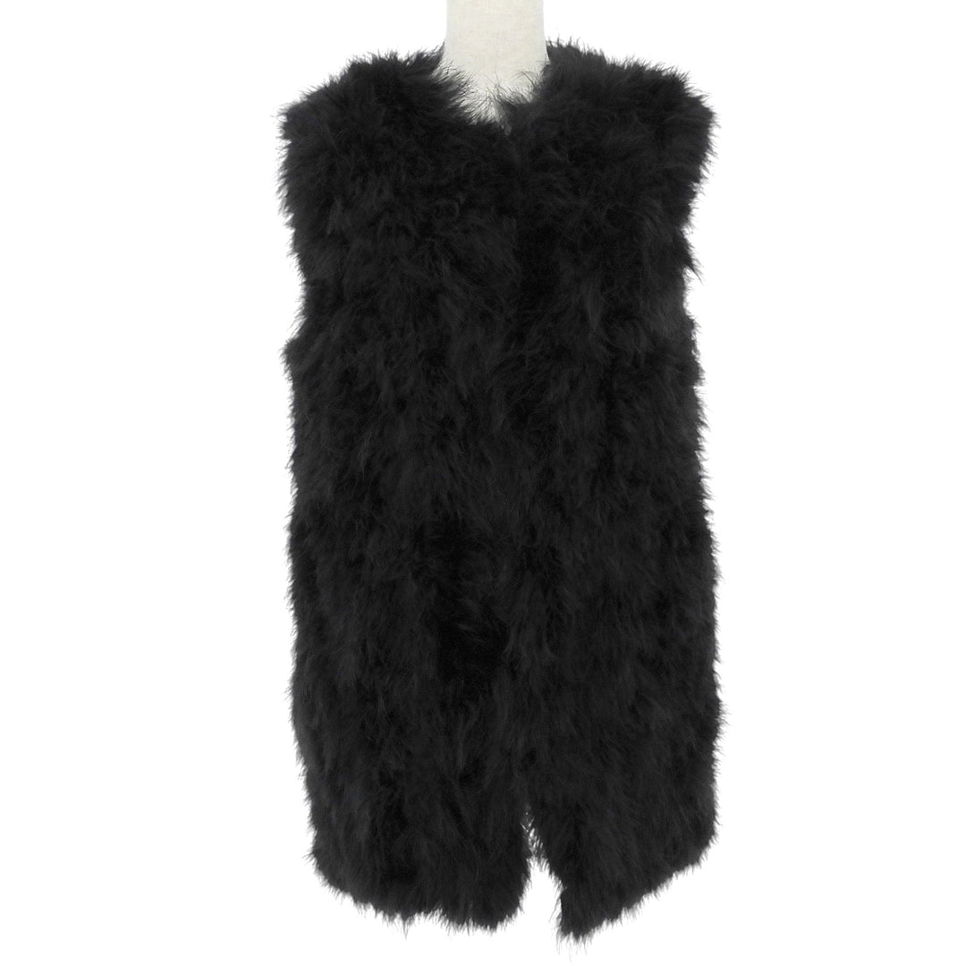 Excellent YVES SALOMON Best Long feather vest black polyester 24WAG30480PLUX