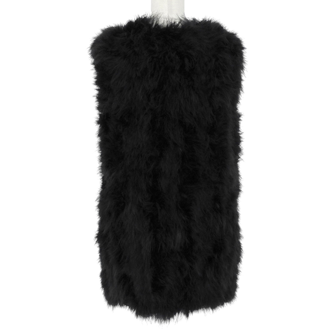 Excellent YVES SALOMON Best Long feather vest black polyester 24WAG30480PLUX