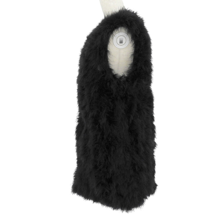 Excellent YVES SALOMON Best Long feather vest black polyester 24WAG30480PLUX