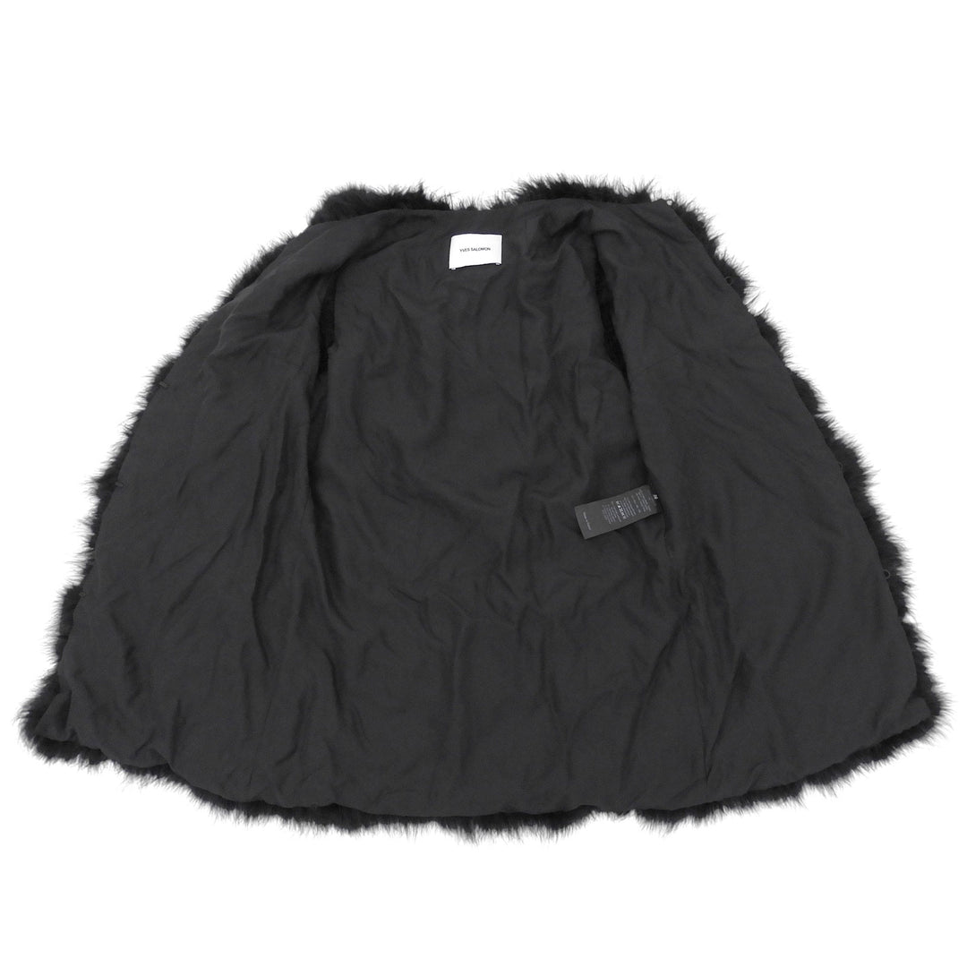 Excellent YVES SALOMON Best Long feather vest black polyester 24WAG30480PLUX
