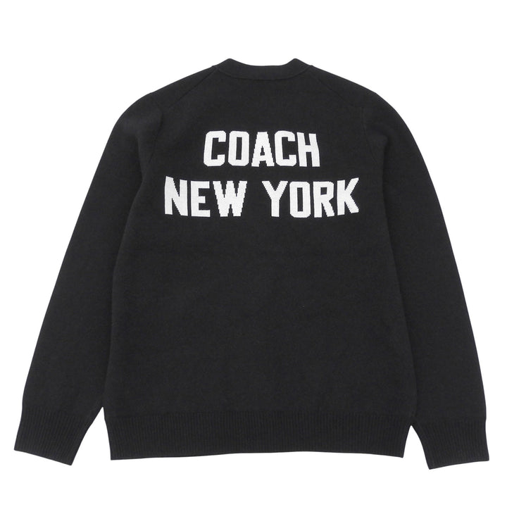 Pristine COACH cardigan C Logo Signature V-Neck Knit black wool mens S CCO70