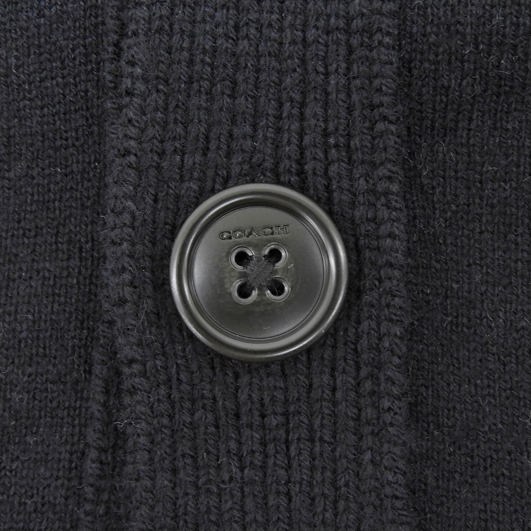 Pristine COACH cardigan C Logo Signature V-Neck Knit black wool mens S CCO70