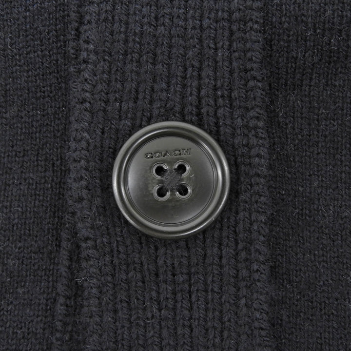 Pristine COACH cardigan C Logo Signature V-Neck Knit black wool mens S CCO70