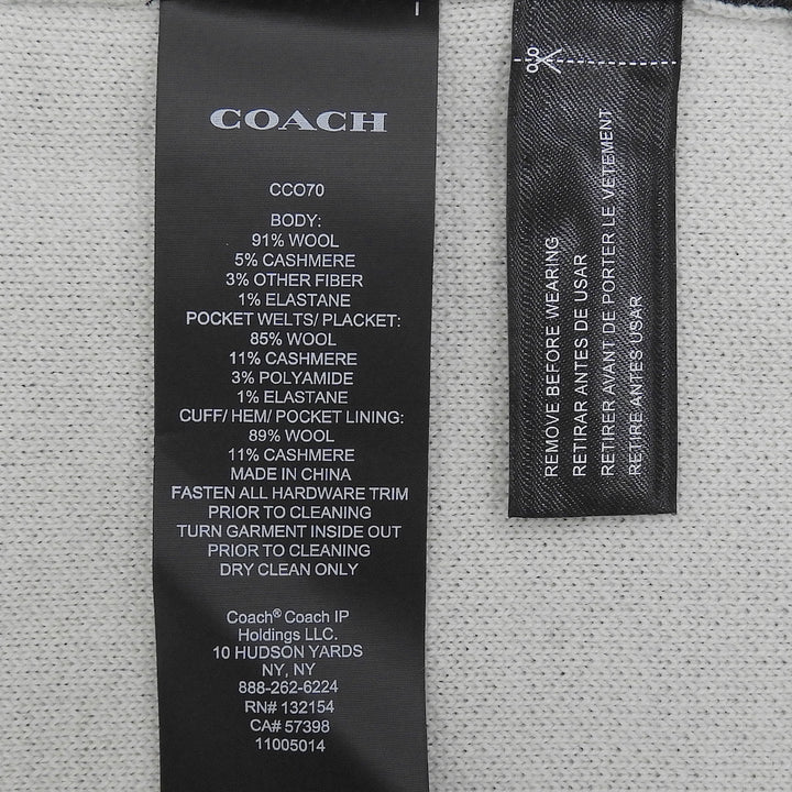 Pristine COACH cardigan C Logo Signature V-Neck Knit black wool mens S CCO70