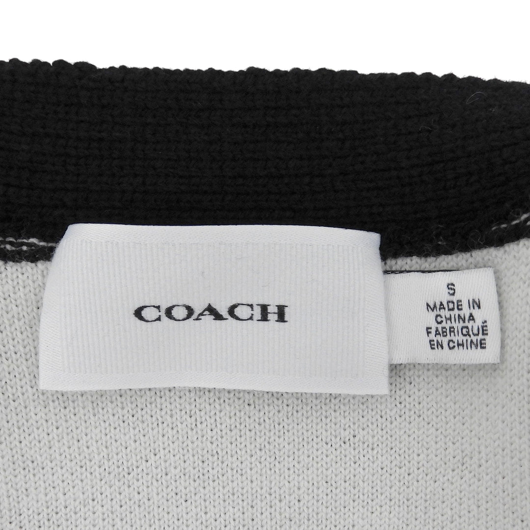Pristine COACH cardigan C Logo Signature V-Neck Knit black wool mens S CCO70