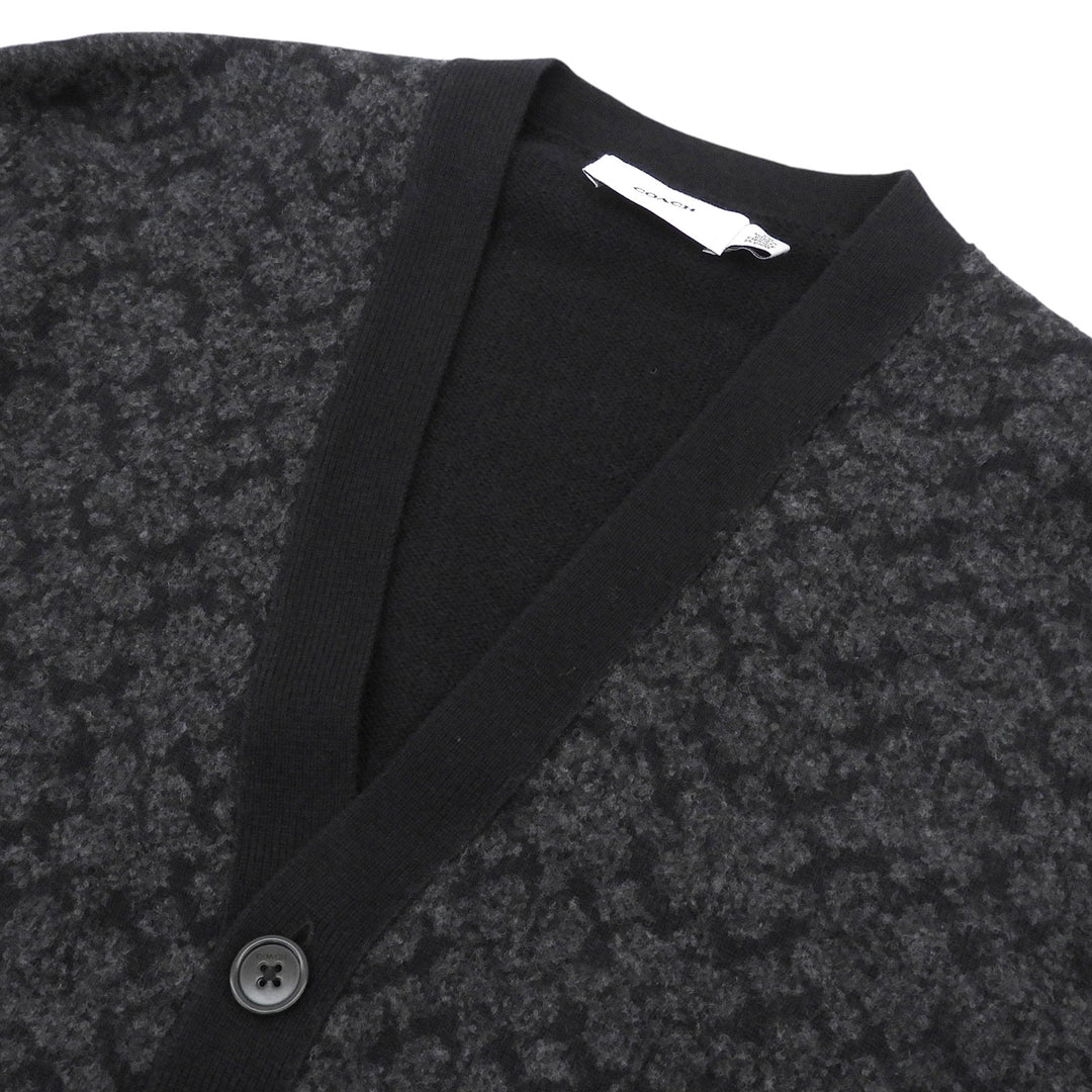 Excellent COACH cardigan Signature Solid Knit black wool mens XXL CW943