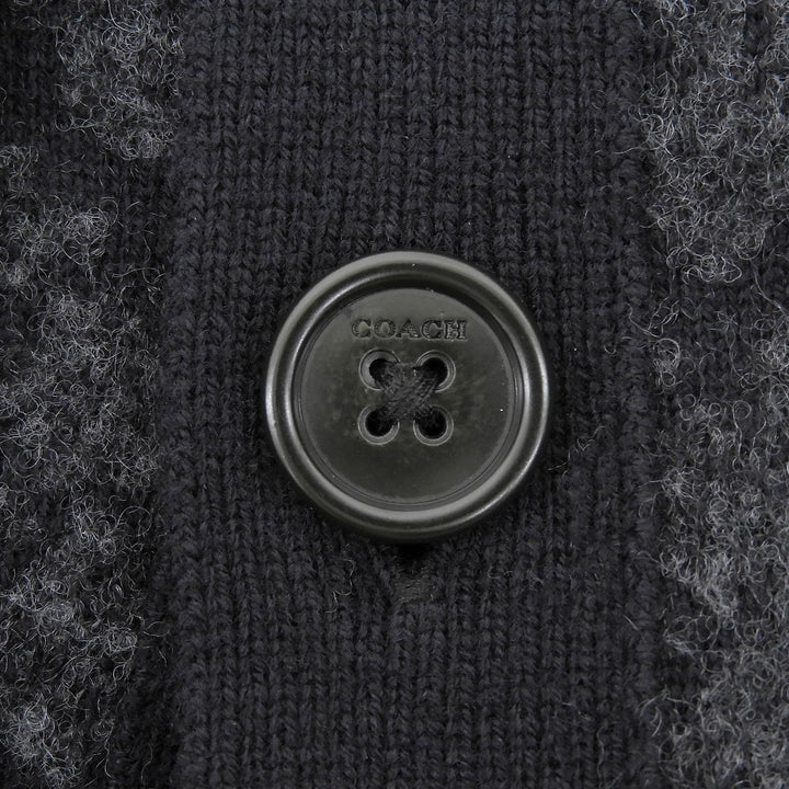 Excellent COACH cardigan Signature Solid Knit black wool mens XXL CW943