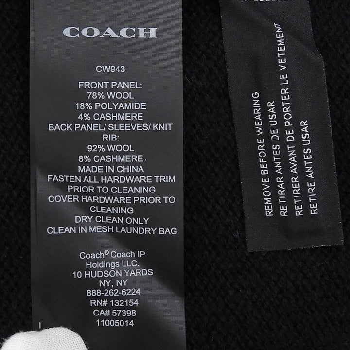 Excellent COACH cardigan Signature Solid Knit black wool mens XXL CW943