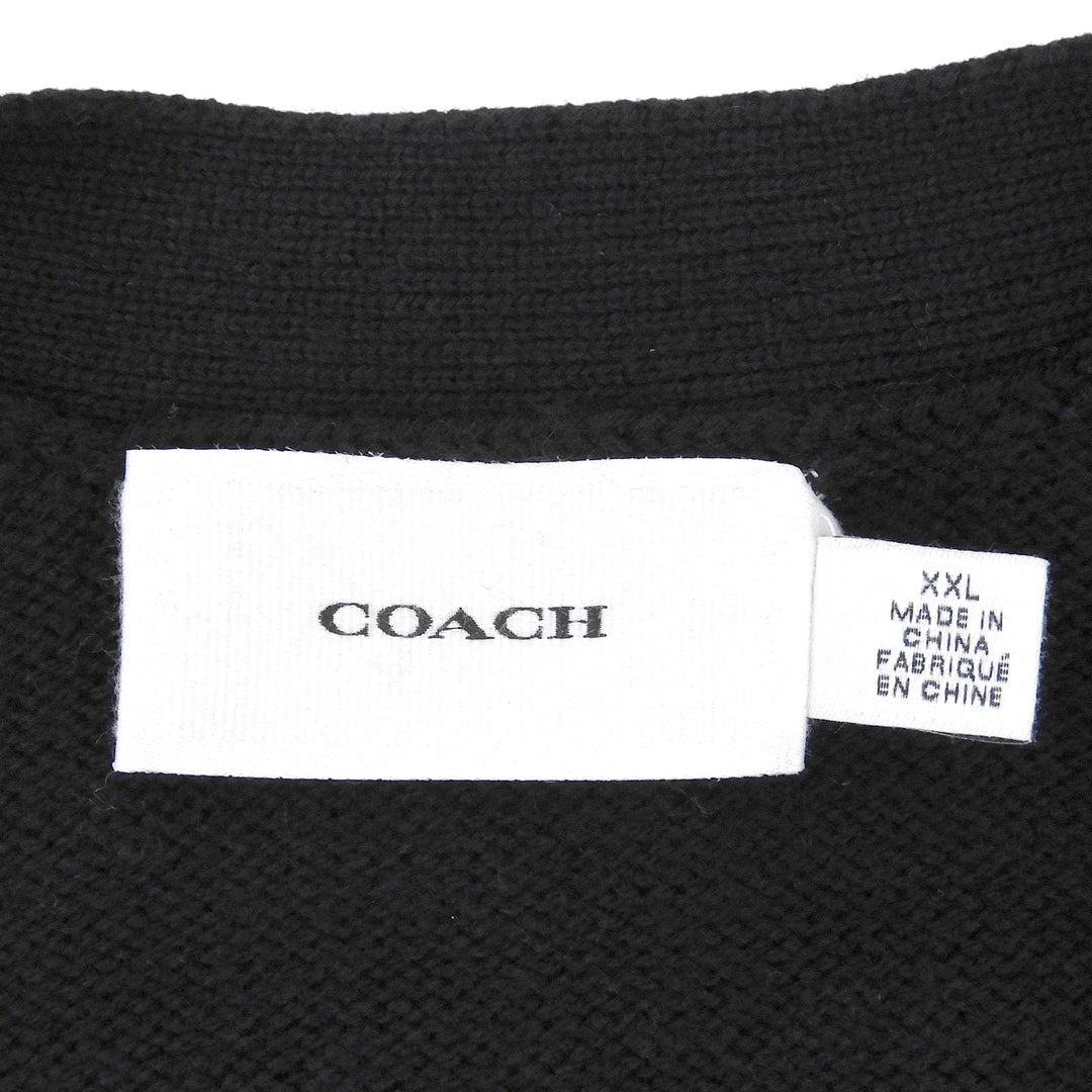Excellent COACH cardigan Signature Solid Knit black wool mens XXL CW943