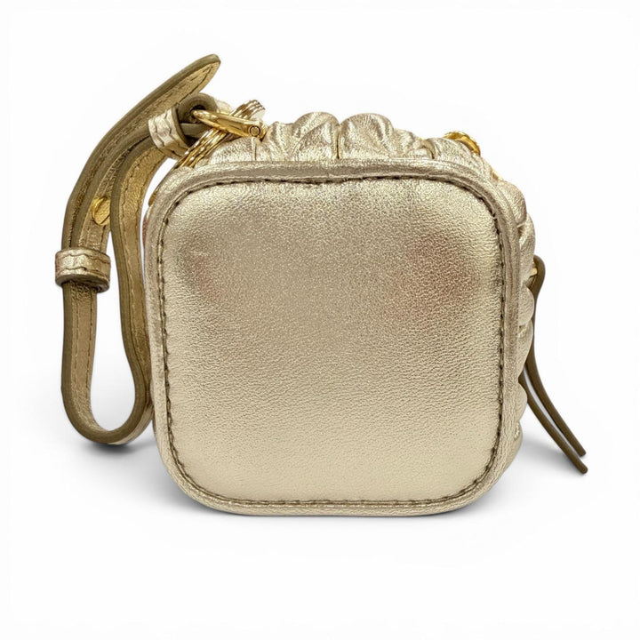 Excellent MIUMIU charm TRICK MATELASSE KEYRING gold leather Women 5TL527