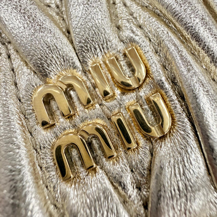 Excellent MIUMIU charm TRICK MATELASSE KEYRING gold leather Women 5TL527