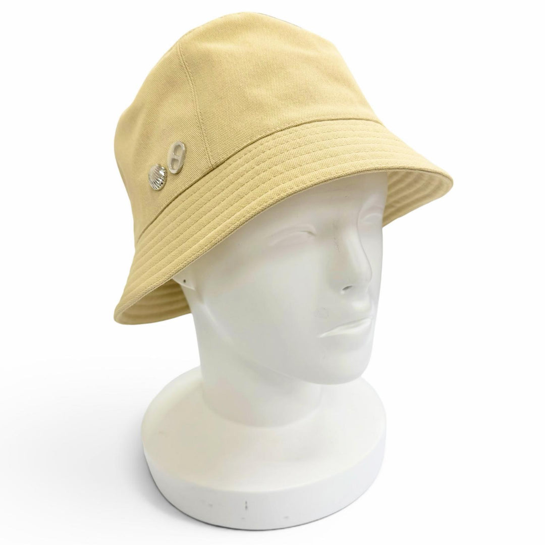 Pristine HERMES hat Calvi Seashell Chaine d'Ancre Bucket Hat beige cotton 58