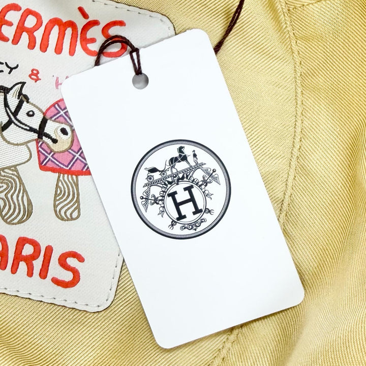 Pristine HERMES hat Calvi Seashell Chaine d'Ancre Bucket Hat beige cotton 58