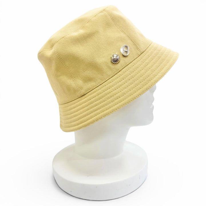 Pristine HERMES hat Calvi Seashell Chaine d'Ancre Bucket Hat beige cotton 58