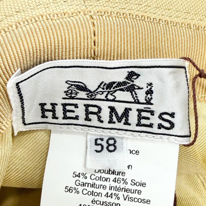 Pristine HERMES hat Calvi Seashell Chaine d'Ancre Bucket Hat beige cotton 58