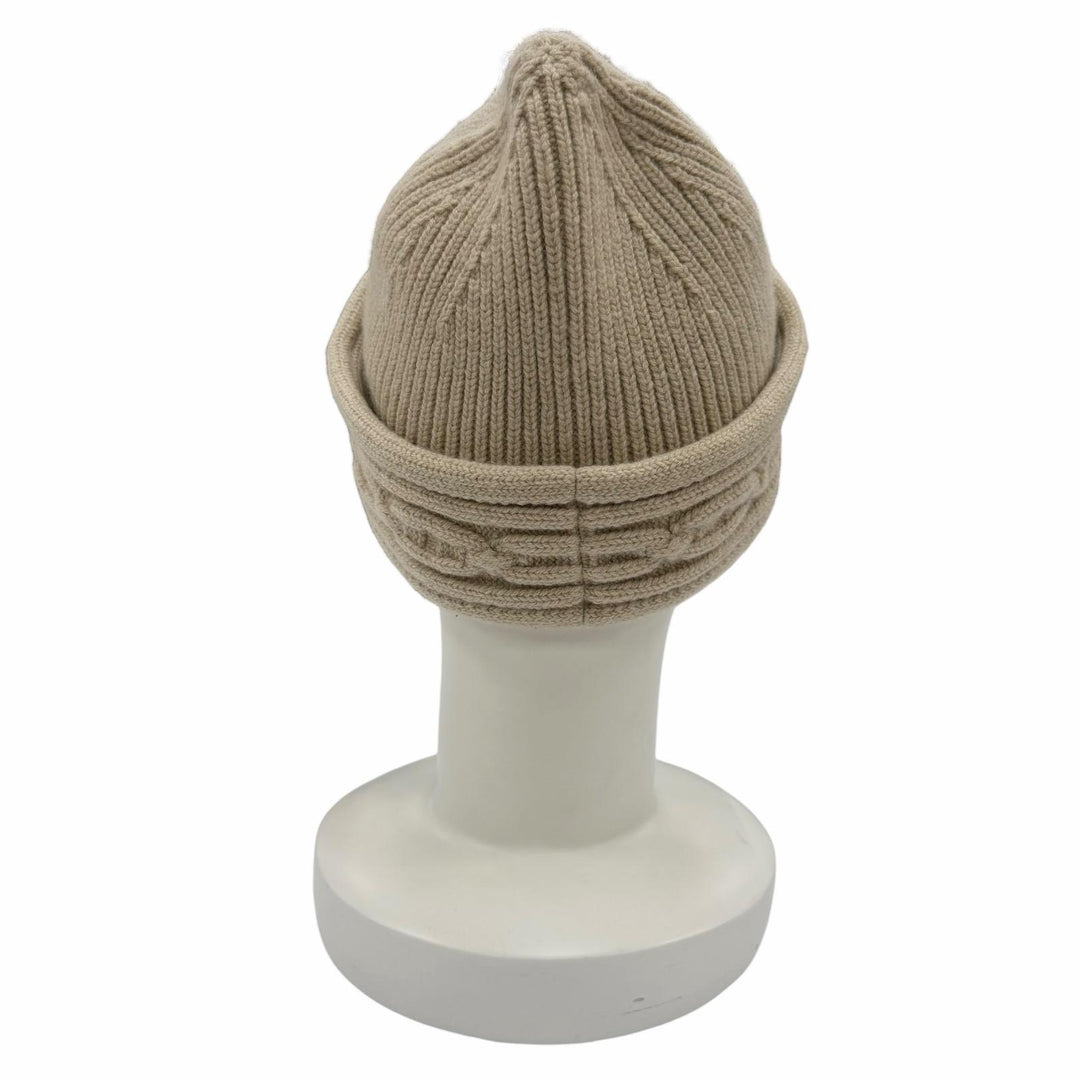 Excellent HERMES Knit cap Heaven Twist Chaine d'Ancre Beanie beige cashmere L