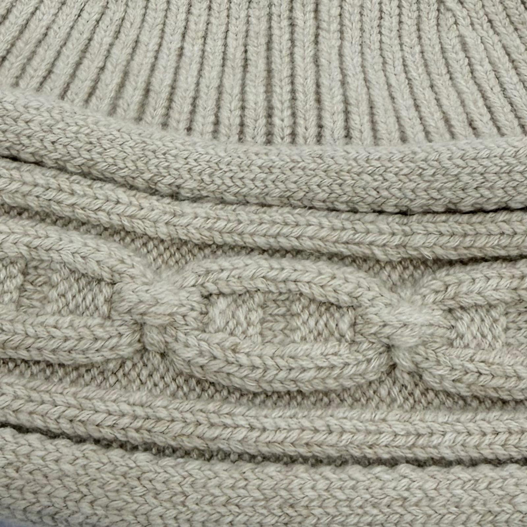 Excellent HERMES Knit cap Heaven Twist Chaine d'Ancre Beanie beige cashmere L