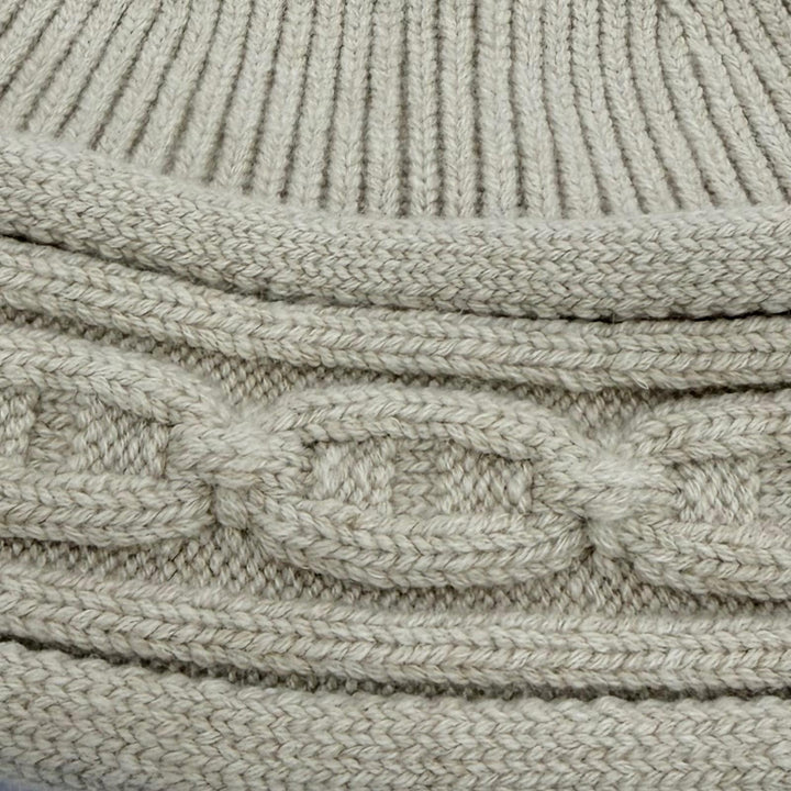 Excellent HERMES Knit cap Heaven Twist Chaine d'Ancre Beanie beige cashmere L