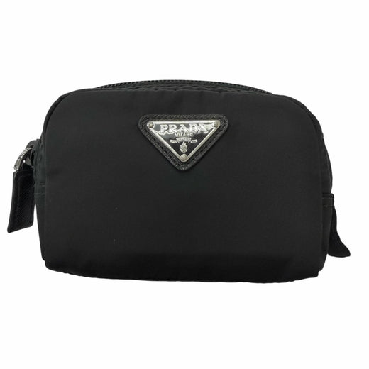 Great PRADA Pouch Micro Re-Nylon Triangle logo, Silver Metal, current model