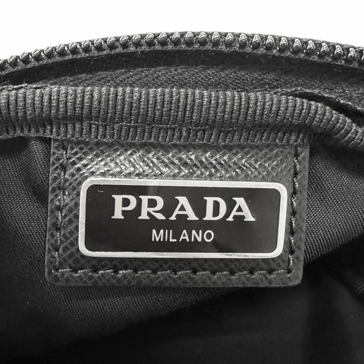 Great PRADA Pouch Micro Re-Nylon Triangle logo, Silver Metal, current model