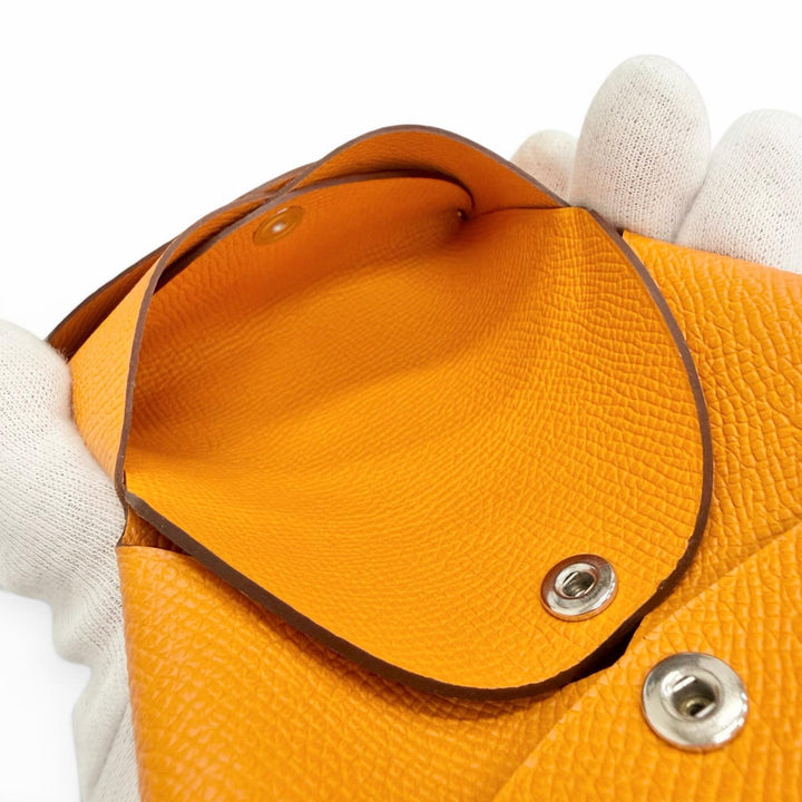 Pristine HERMES Coin case Calvi duo Serie Metal Compact Wallet Epsom Leather