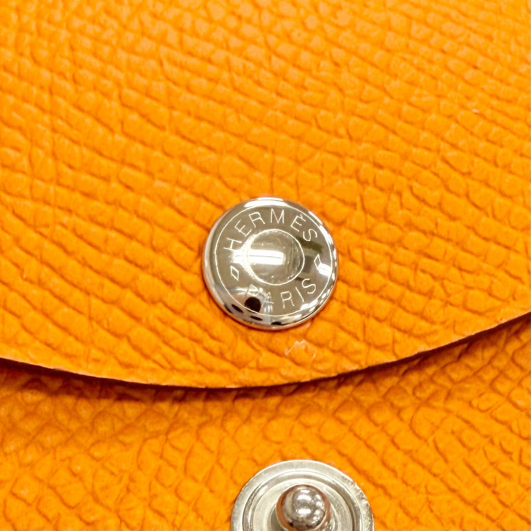 Pristine HERMES Coin case Calvi duo Serie Metal Compact Wallet Epsom Leather