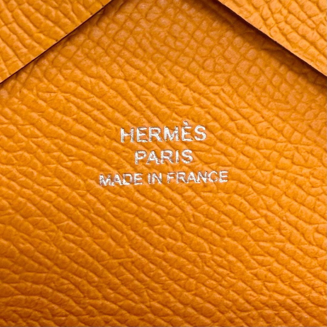 Pristine HERMES Coin case Calvi duo Serie Metal Compact Wallet Epsom Leather