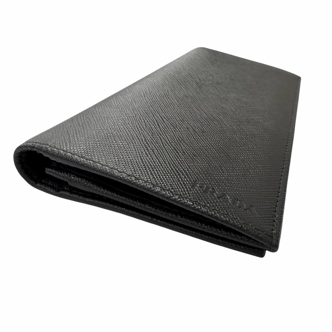 Great PRADA Purse Bifold Wallet Long Wallet black Safiano leather mens 2MV836