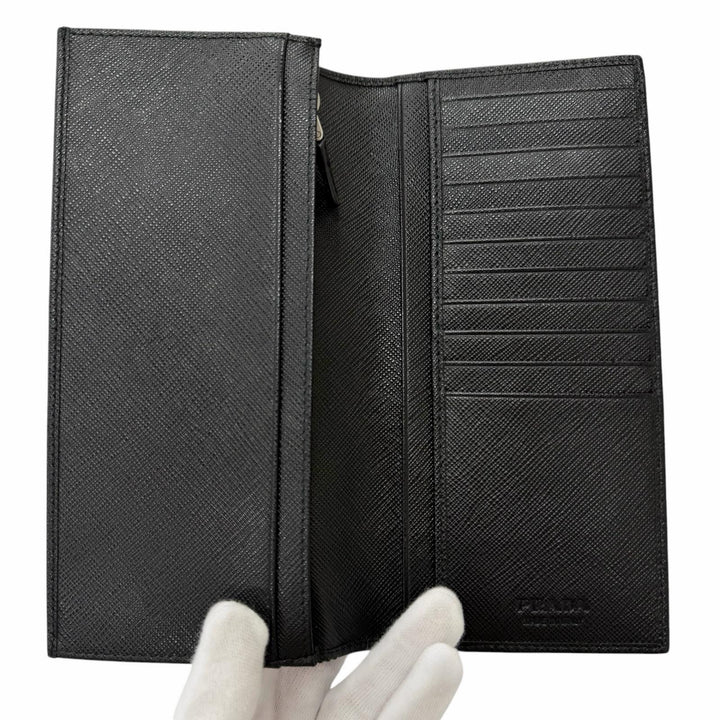 Great PRADA Purse Bifold Wallet Long Wallet black Safiano leather mens 2MV836