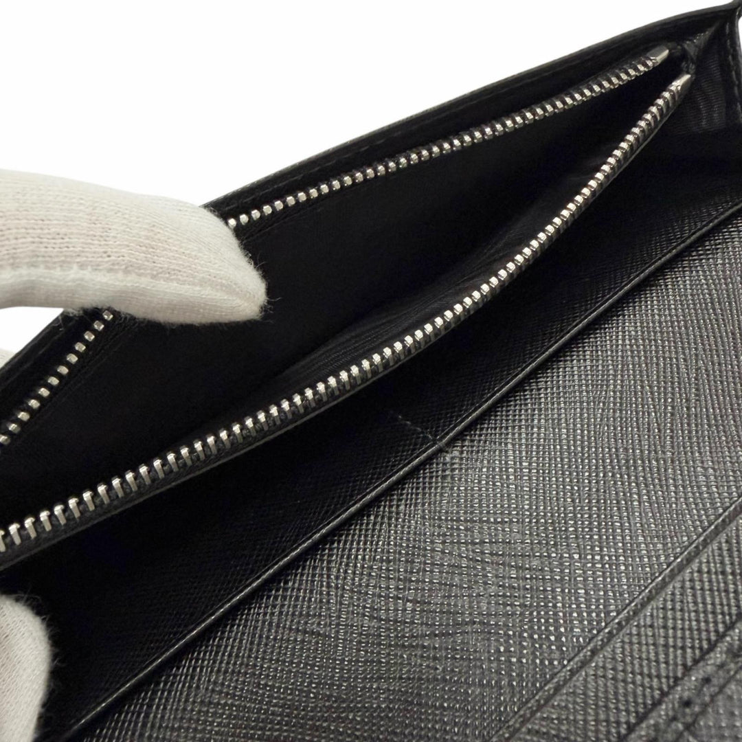Great PRADA Purse Bifold Wallet Long Wallet black Safiano leather mens 2MV836