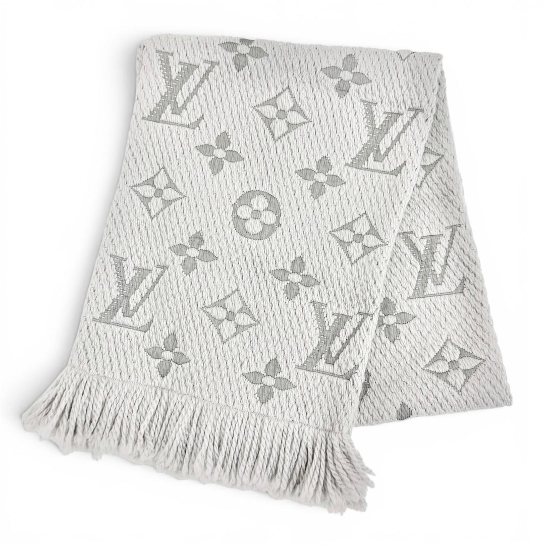 Great LOUIS VUITTON Scarf Escalp Logo Mania Monogram fringe wool Women M74742