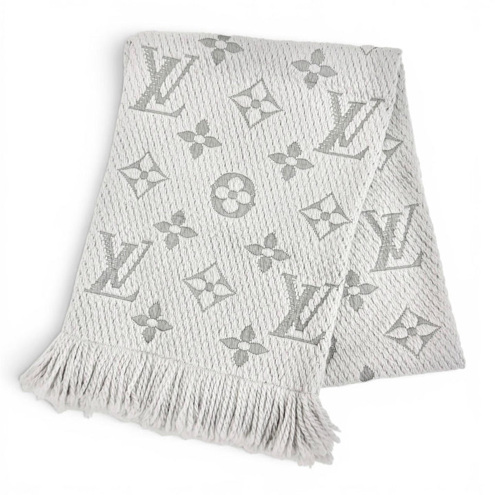 Great LOUIS VUITTON Scarf Escalp Logo Mania Monogram fringe wool Women M74742