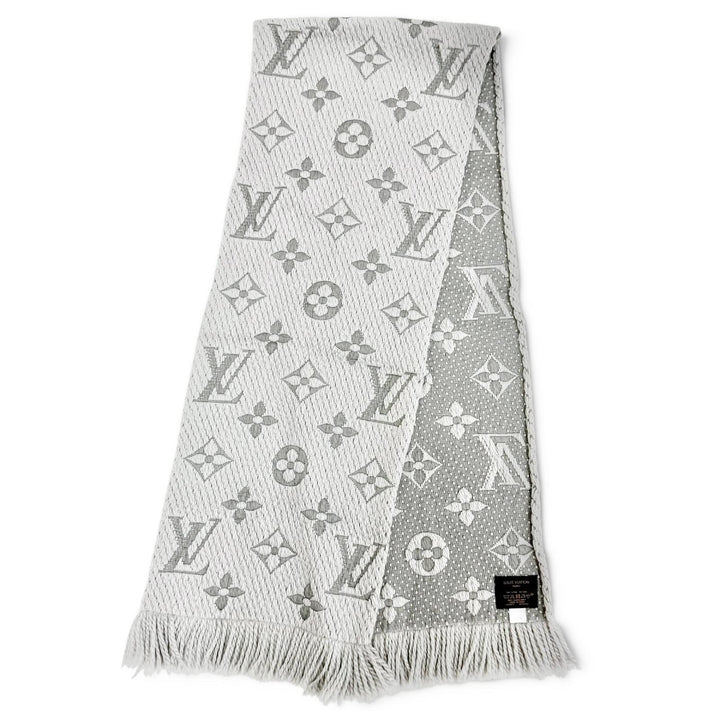 Great LOUIS VUITTON Scarf Escalp Logo Mania Monogram fringe wool Women M74742