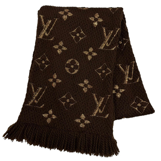 Great LOUIS VUITTON Scarf Escalp Logo Mania Shine Monogram fringe Women M71383