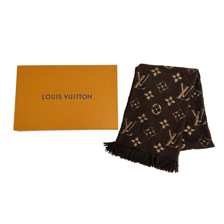 Great LOUIS VUITTON Scarf Escalp Logo Mania Shine Monogram fringe Women M71383