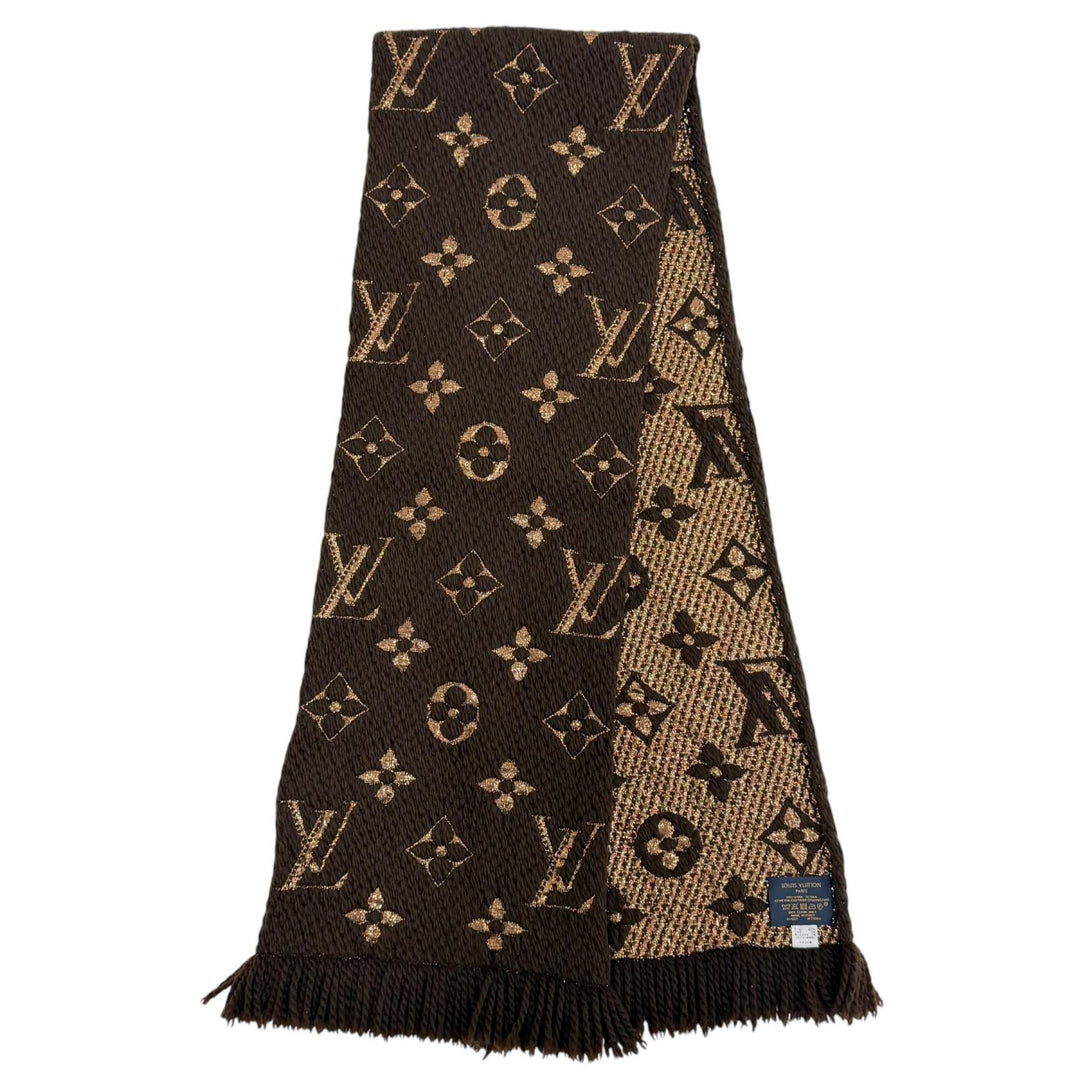 Great LOUIS VUITTON Scarf Escalp Logo Mania Shine Monogram fringe Women M71383