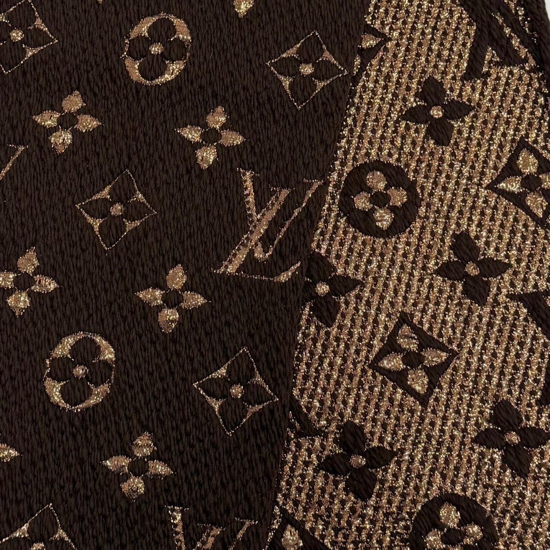 Great LOUIS VUITTON Scarf Escalp Logo Mania Shine Monogram fringe Women M71383