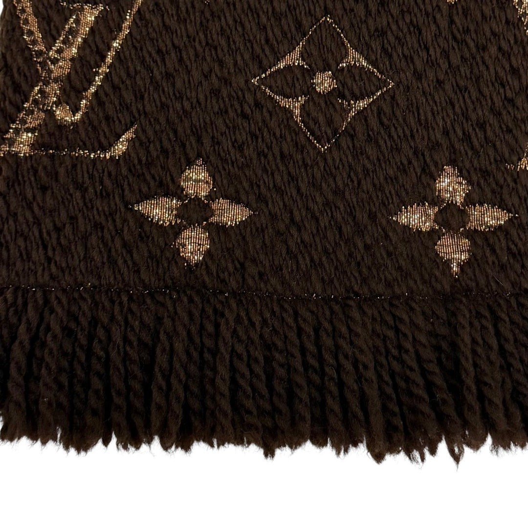 Great LOUIS VUITTON Scarf Escalp Logo Mania Shine Monogram fringe Women M71383