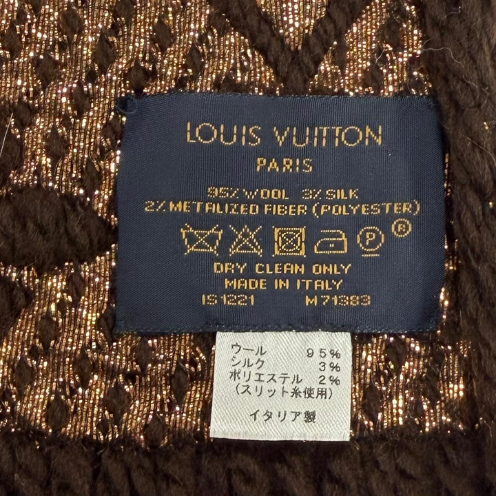 Great LOUIS VUITTON Scarf Escalp Logo Mania Shine Monogram fringe Women M71383