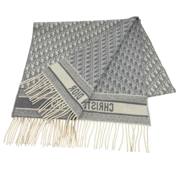 Great Christian Dior Scarf Dior Oblique Cashmere gray cashmere 01CDO309I093