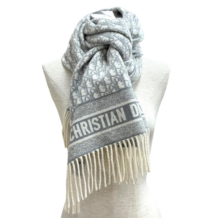 Great Christian Dior Scarf Dior Oblique Cashmere gray cashmere 01CDO309I093