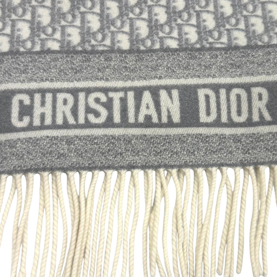 Great Christian Dior Scarf Dior Oblique Cashmere gray cashmere 01CDO309I093
