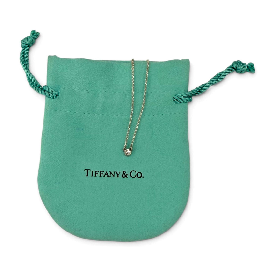 Great TIFFANY&Co. Necklace Diamonds by the Yard Single Diamond Pendant 925