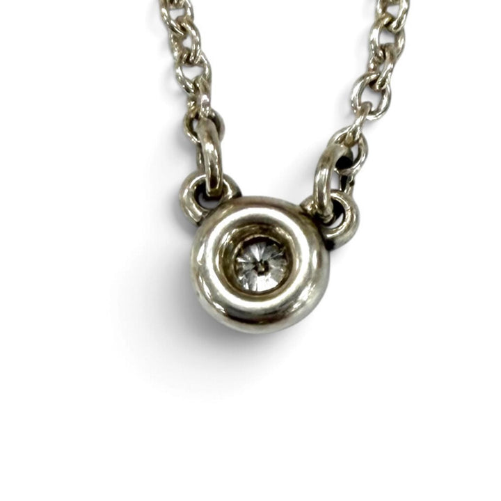 Great TIFFANY&Co. Necklace Diamonds by the Yard Single Diamond Pendant 925