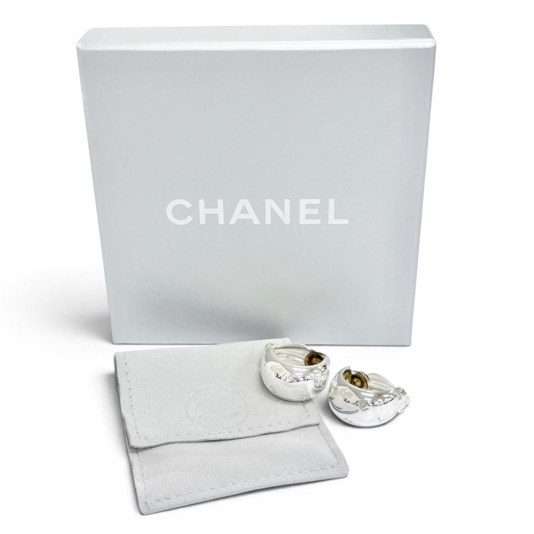 Excellent CHANEL Earring Logo Earring Accessory, Clip-on, for Both 925