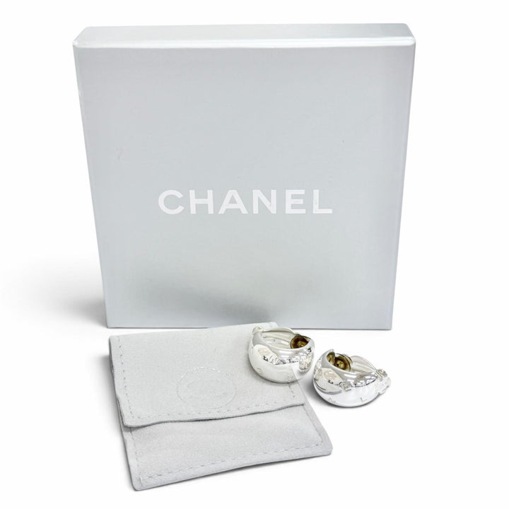 Excellent CHANEL Earring Logo Earring Accessory, Clip-on, for Both 925
