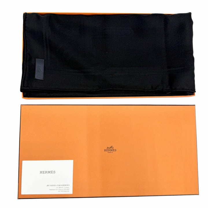 Pristine HERMES scarf J.METZ Les Sangles Suspender Belt black cashmere Women