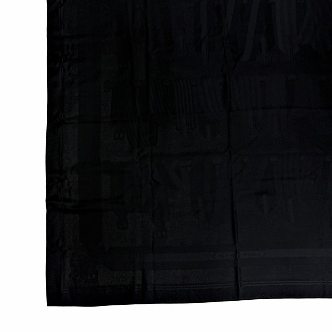 Pristine HERMES scarf J.METZ Les Sangles Suspender Belt black cashmere Women